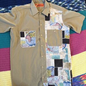 Customs Dickies Men’s Button Down Shirt Axecents By Orah Lemaitre Designer - S